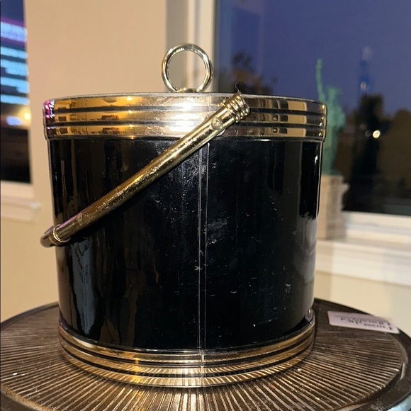 Shelton Vintage Black and Gold Ice Bucket with Handle - Picture 1 of 6